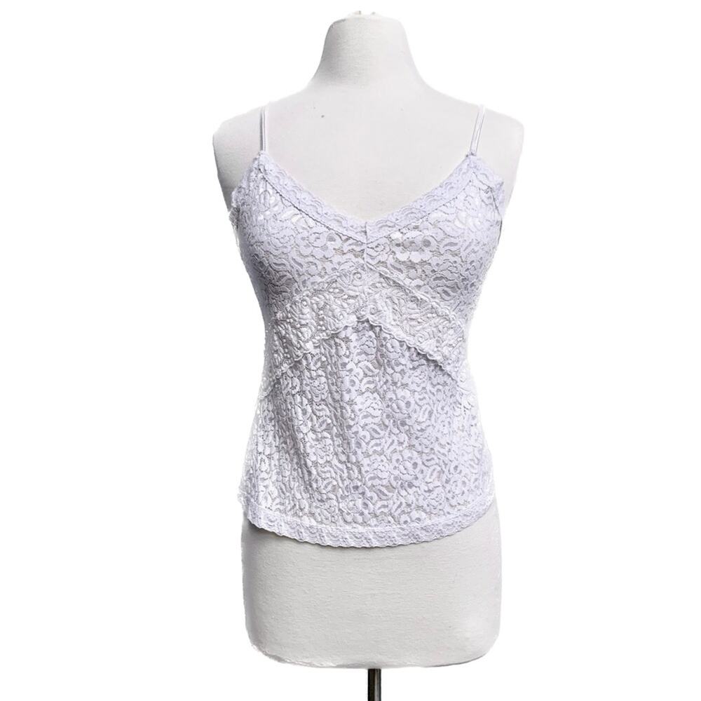 White Sheer Lace Cami Crop Top